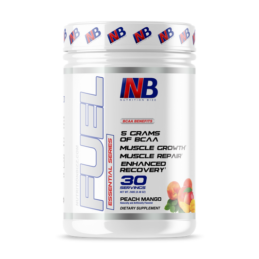 NutritionBizz Fuel BCAA Powder, 5 Grams of BCAAs Amino Acids 30 Servings PEACH MANGO