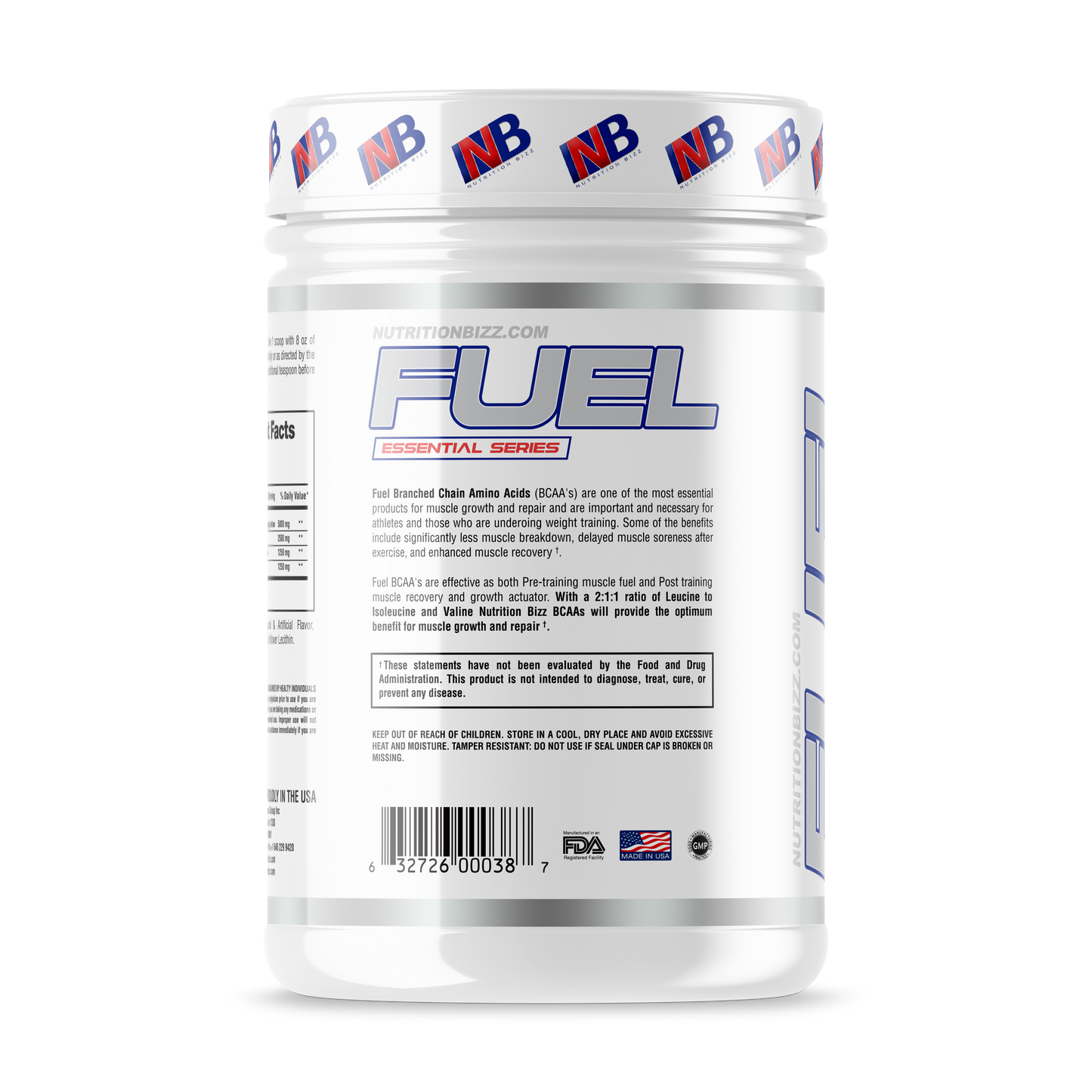 NutritionBizz Fuel BCAA Powder, 5 Grams of BCAAs Amino Acids 30 Servings PEACH MANGO