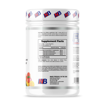 NutritionBizz Fuel BCAA Powder, 5 Grams of BCAAs Amino Acids 30 Servings PEACH MANGO